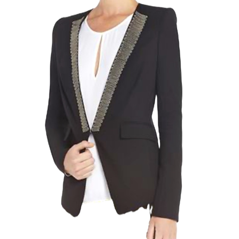 BCBG Maxazria Whitley black medium suit jacket embellished